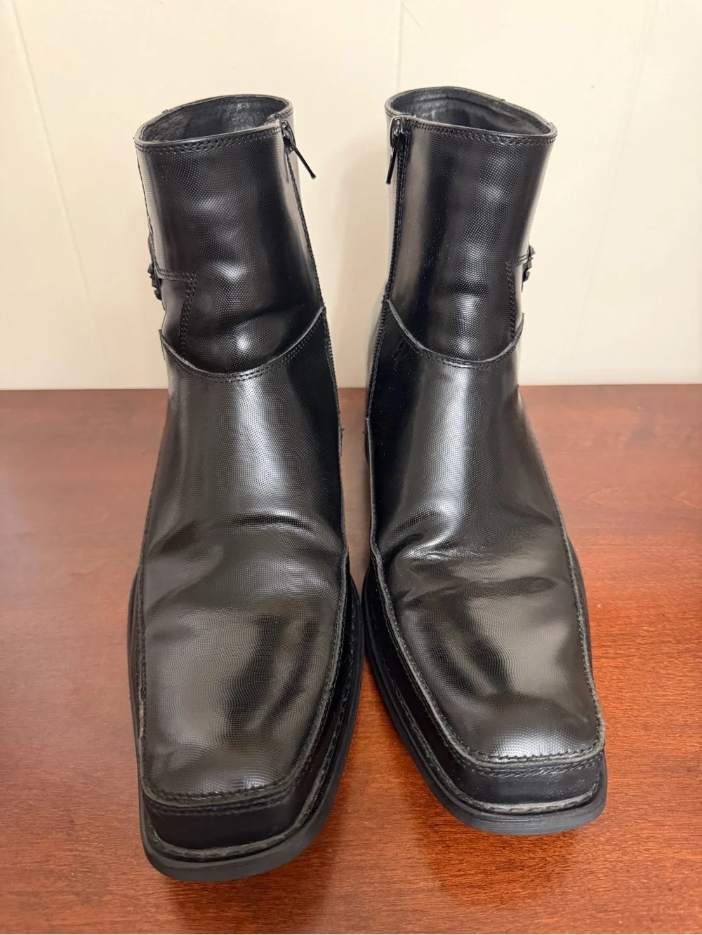ECCO McCollins Men Black Leather Skull dragon  Boots Y2K